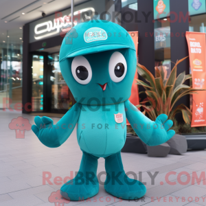 Teal Squid mascot costume...