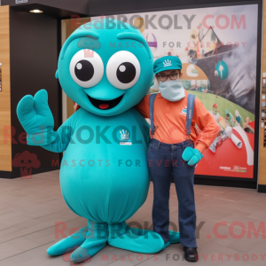 Teal Squid Maskottchen...