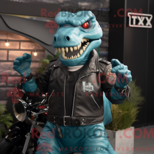 Teal T Rex mascot costume...