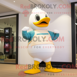 Cream Duck mascot costume...