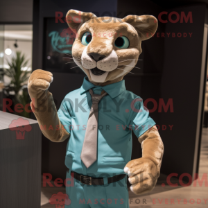 Blågrøn Puma maskot kostume...