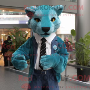 Blågrøn Puma maskot kostume...