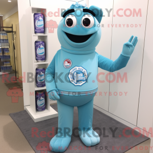 Sky Blue Soda Can maskot...