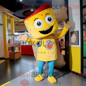 Gul pizza maskot kostume...