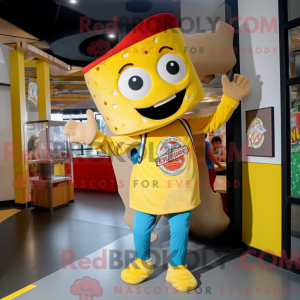 Yellow Pizza mascot costume...