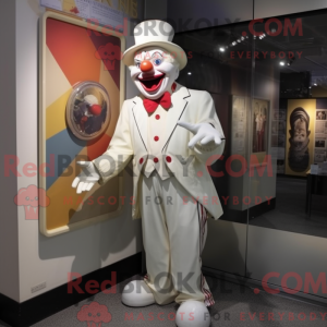 Witte clown mascottekostuum...