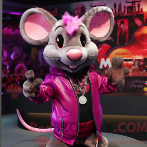 Magenta mus maskot kostyme...