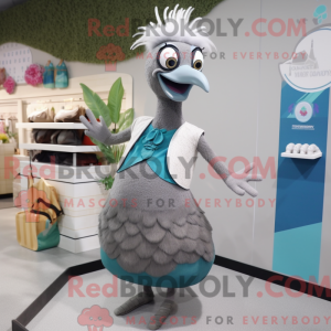 Gray Peacock mascot costume...