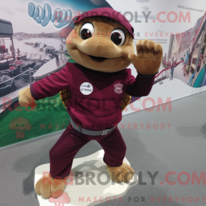 Maroon Sea Turtle mascot...