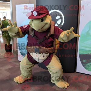 Maroon havskildpadde maskot...