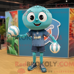 Teal Volleyball Ball maskot...