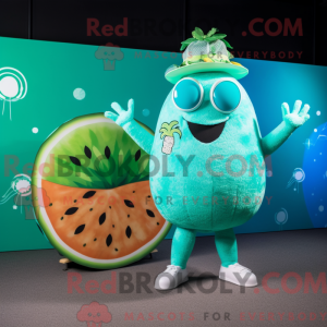 Cyan melon maskot kostyme...