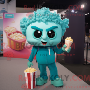 Teal Pop Corn Maskottchen...