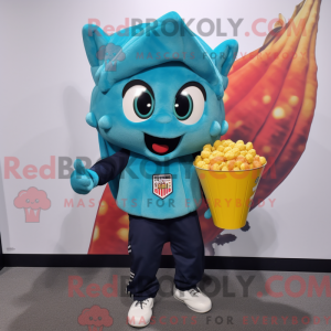 Teal Pop Corn Maskottchen...