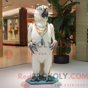 Cream Macaw mascot costume...