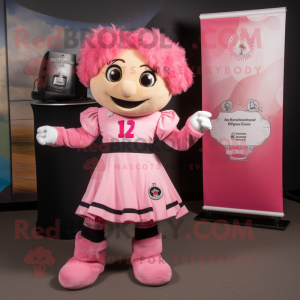 Pink Irish Dancer mascot costume character dressed with a T-Shirt and Wraps