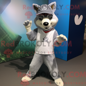 Silver Dingo mascot costume...