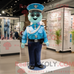 Cyan Police Officer mascot...
