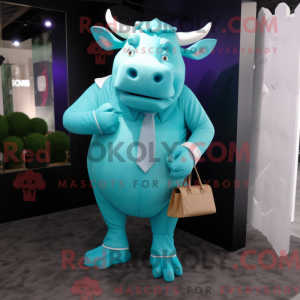 Cyan Bull maskot kostume...