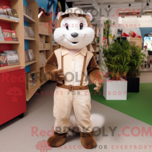 Beige Ferret mascot costume...