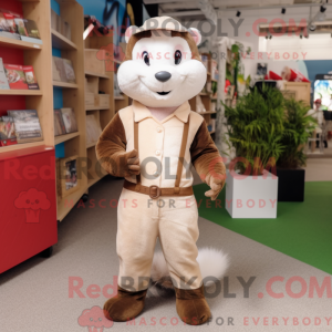 Beige Ferret maskot kostume...