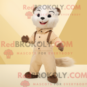 Beige Ferret maskot kostume...