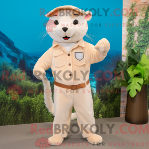 Beige Ferret maskot kostume...