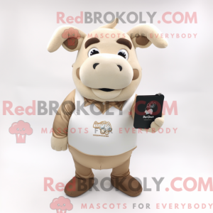 Beige Bull maskot kostume...