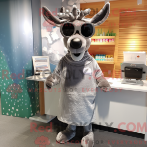 Silver Moose mascot costume...