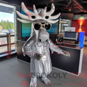 Silver Moose mascot costume...