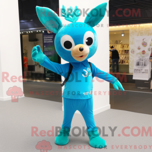 Cyan Reh Maskottchen Kostüm...
