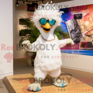 Hvid Emu maskot kostume...