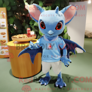 Sky Blue Fruit Bat mascot...