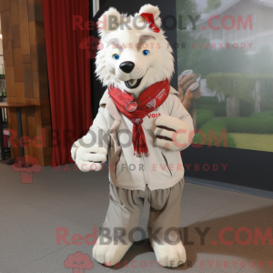 Crème Wolf mascotte kostuum...