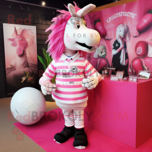 Pink Quagga maskot kostume...