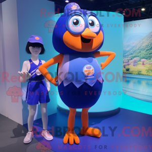Blå mandarin maskot kostume...