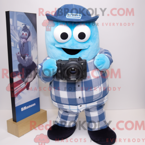 Blue Camera maskot kostume...