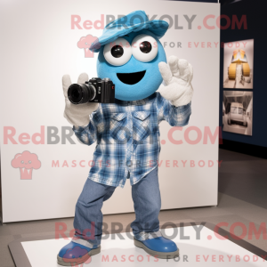 Blue Camera mascot costume...