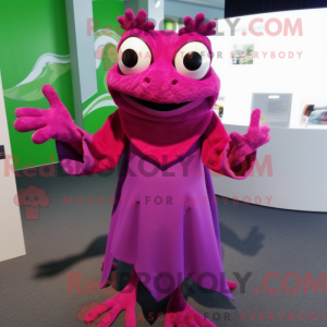 Magenta Frog mascot costume...
