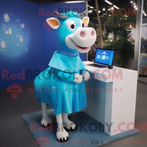 Blue Jersey Cow mascot...