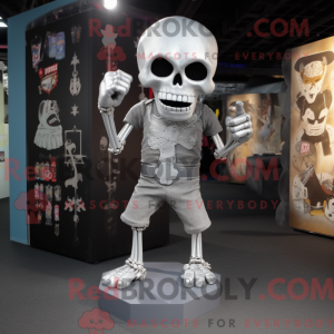 Silver Skull mascot costume...