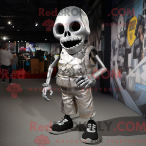 Silver Skull mascot costume...