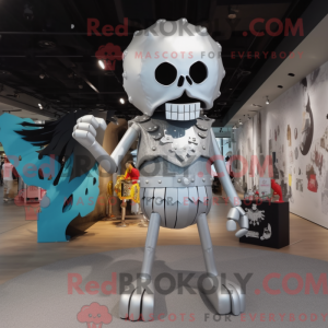 Silver Skull mascot costume...