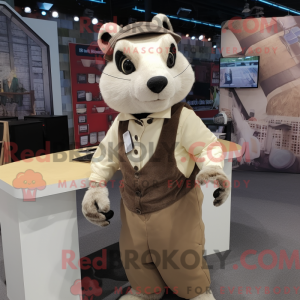 Beige Badger mascot costume...