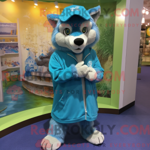 Cyan Say Wolf Maskottchen...