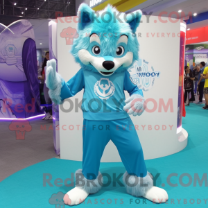 Cyan Say Wolf mascot...