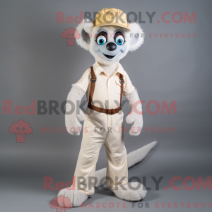 Cream Lemur maskot drakt...