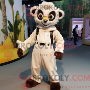 Cream Lemur maskot drakt...