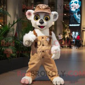 Cream Lemur maskot drakt...