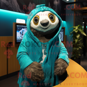 Cyan Sloth mascot costume...